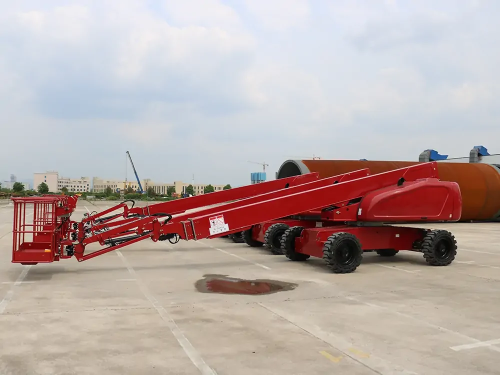 High-rise façade work with boom lift in Chennai