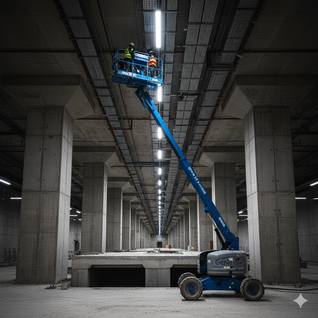 Boom lift rental used for façade and glazing in Chennai