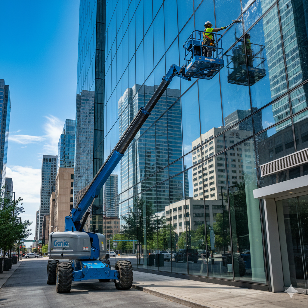 Boom lift for signage installation